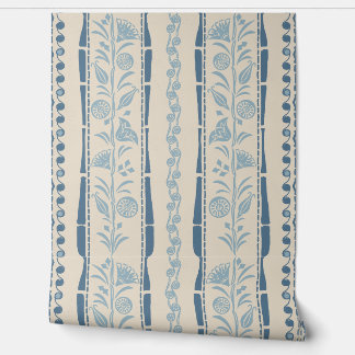 Papel Pintado Regency Floral Stripes - Dusty Blue - cream 