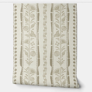 Papel Pintado Regency Floral Stripes - Khaki - Cream