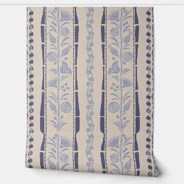 Papel Pintado Regency Floral Stripes - Navy Blue - Cream