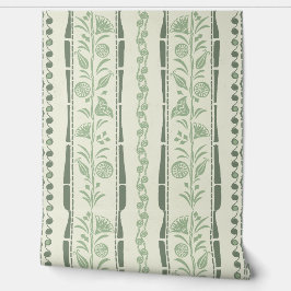 Papel Pintado Regency Floral Stripes - Sage Green - Cream