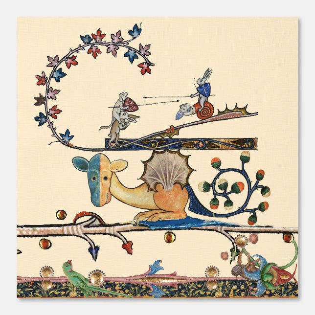 Papel Pintado RÉGIMEN MEDIEVAL BESTIARIO, Conejo Asesino, Dragón (Anverso)