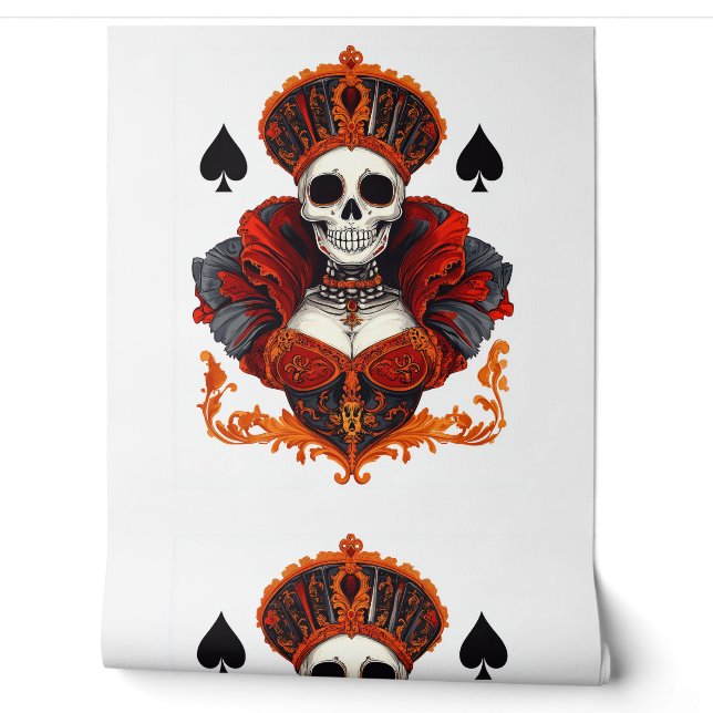 Papel Pintado Reina de Espadas Calavera (Desenrollar)
