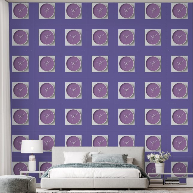 Papel Pintado Reloj de lavanda (Dormitorio)
