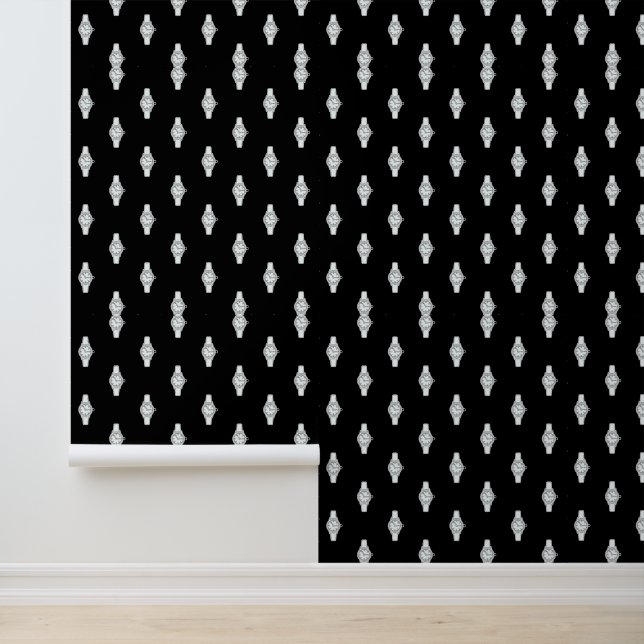 Papel Pintado Reloj divertido negro      (Solicitud)