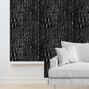 Papel Pintado Reptil Lagarto Negro Escamas De Piel De Cocodrilo 