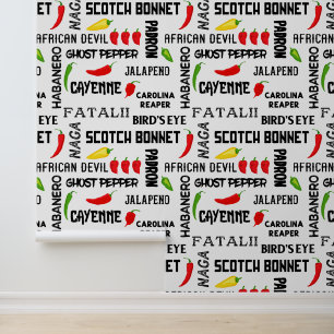 Papel Pintado Restaurante jamaiquino Spicy Chili Pepper Pattern