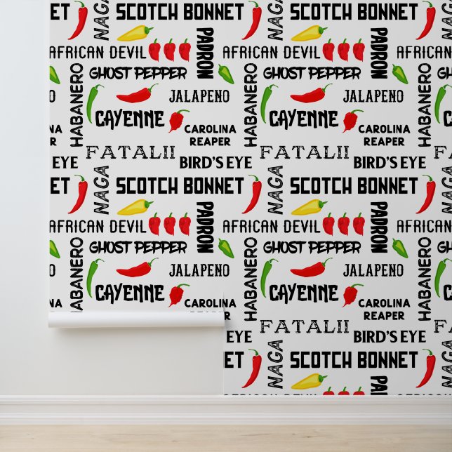 Papel Pintado Restaurante jamaiquino Spicy Chili Pepper Pattern (Solicitud)