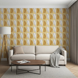 Papel Pintado Resumen Arte Geométrico Plata Baldosas Gris Oro