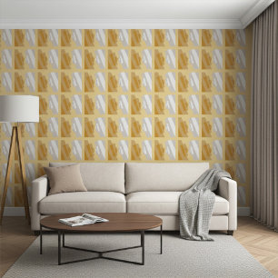 Papel Pintado Resumen Arte Geométrico Plata Baldosas Gris Oro