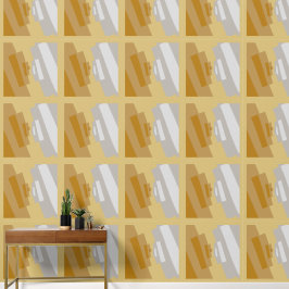 Papel Pintado Resumen Arte Geométrico Plata Baldosas Gris Oro