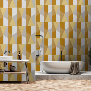 Papel Pintado Resumen Arte Geométrico Plata Cuadrados Gris Oro