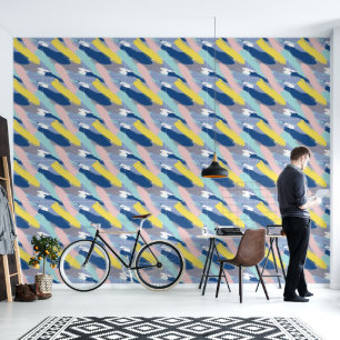 Papel Pintado Resumen azul amarillo rosa turquesa