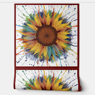 Papel Pintado Resumen Color Rojo Splash Diseño de Arte Girasol