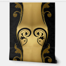 Papel Pintado Resumen con acentos de oro en blanco y negro