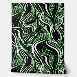 Papel Pintado Resumen creativo negro, blanco y verde sin foco