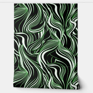 Papel Pintado Resumen creativo negro, blanco y verde sin foco