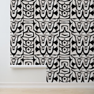 Papel Pintado Resumen de arte geométrico blanco y negro
