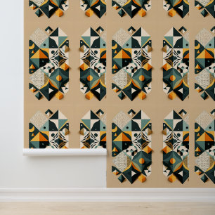 Papel Pintado Resumen de arte geométrico con formas negrita