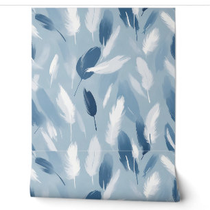 Papel Pintado Resumen de plumas azules y blancas suaves