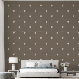 Papel Pintado Resumen de tulipanes blancos y corazones en Earthy