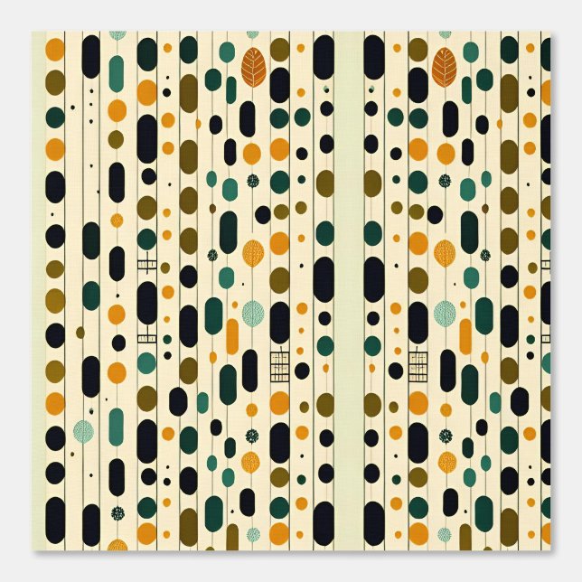 Papel Pintado Resumen del patrón de árboles y círculos geométric (Anverso)