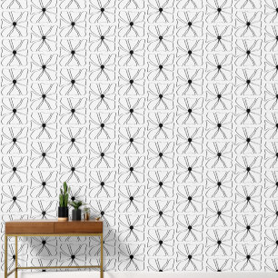 Papel Pintado Resumen del patrón de arte blanco negro floral mod