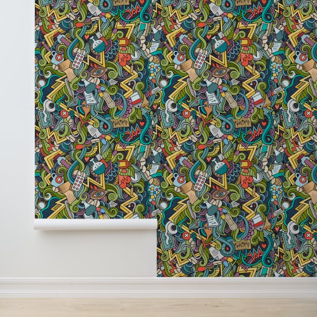 Papel Pintado Resumen del patrón de iconos médicos de arte (Solicitud)