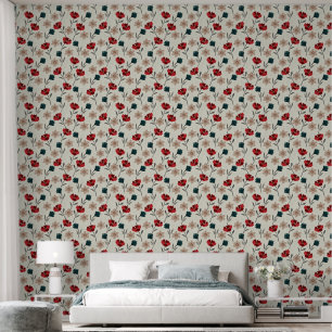 Papel Pintado Resumen del patrón floral texturizado en beige