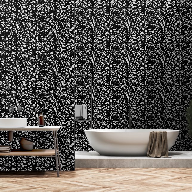 Papel Pintado Resumen del patrón negro y blanco del mezzo Terraz (Baño)