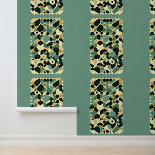 Papel Pintado Resumen geométrico en tonos amarillos y Verde azul