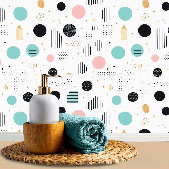 Papel Pintado Resumen geométrico retro Pat#1 ID rosa Verde azula (Subido por el creador)