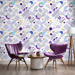 Papel Pintado Resumen geométrico retro Pat#4 Purple Blue ID1067