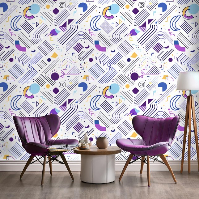 Papel Pintado Resumen geométrico retro Pat#4 Purple Blue ID1067 (Subido por el creador)