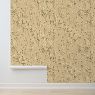 Papel Pintado Resumen moderno Beige Brown Wildflowers