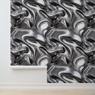 Papel Pintado Resumen Patrón de metal líquido plateado