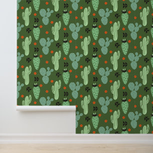 Papel Pintado Resumen Patrón del Desierto de Hipster Cactus