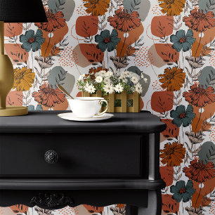 Papel Pintado Resumen Patrón floral otoñal