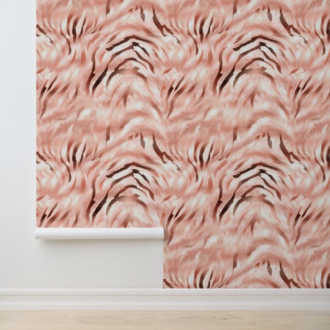 Papel Pintado Resumen Rubor Pink Zebra Animal (Solicitud)