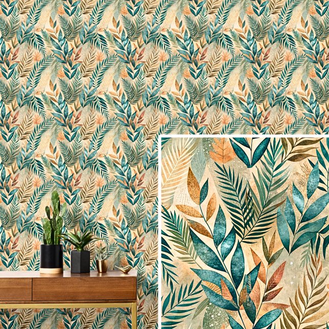 Papel Pintado Resumen verde y marrón deja hoja de tonos otoñales (Subido por el creador)