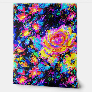 Papel Pintado Resumen Vibrante Patrón Floral Inmaculado
