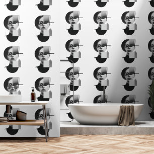 Papel Pintado Retrato etéreo fragmentado por arte geométrico