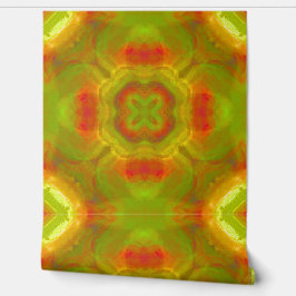 Papel Pintado Retro 1970 Patrón geométrico rojo, Naranja, verde