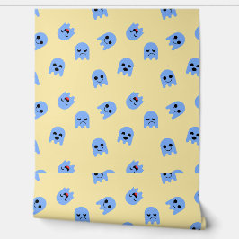 Papel Pintado Retro Cute Blue Ghost Seamless Arcade-Inspired