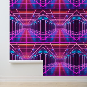 Papel Pintado Retro Cyberpunk Grid Dance extraíble