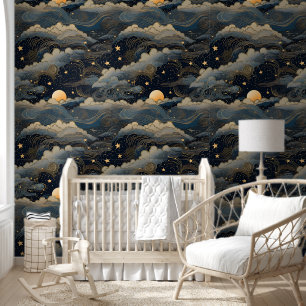 Papel Pintado Retro de luna azul