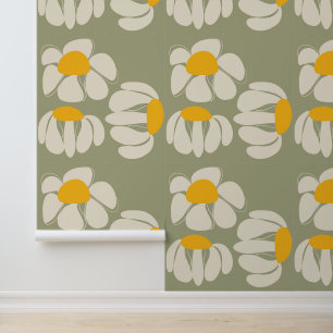 Papel Pintado Retro de tracción manual dasifica verde floral gra