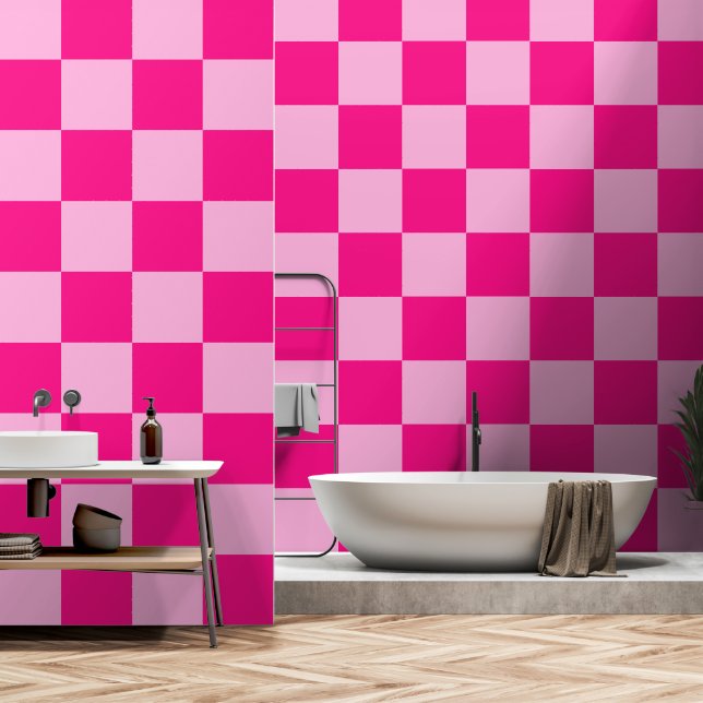 Papel Pintado Retro geométrico rosa cálido (Baño)