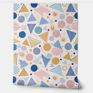 Papel Pintado Retro Memphis Style Geometric Seamless Pattern