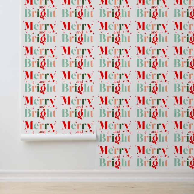 Papel Pintado Retro Merry and Bright Christmas (Solicitud)