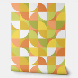 Papel Pintado Retro Mod cuadrado Naranja amarillo verde